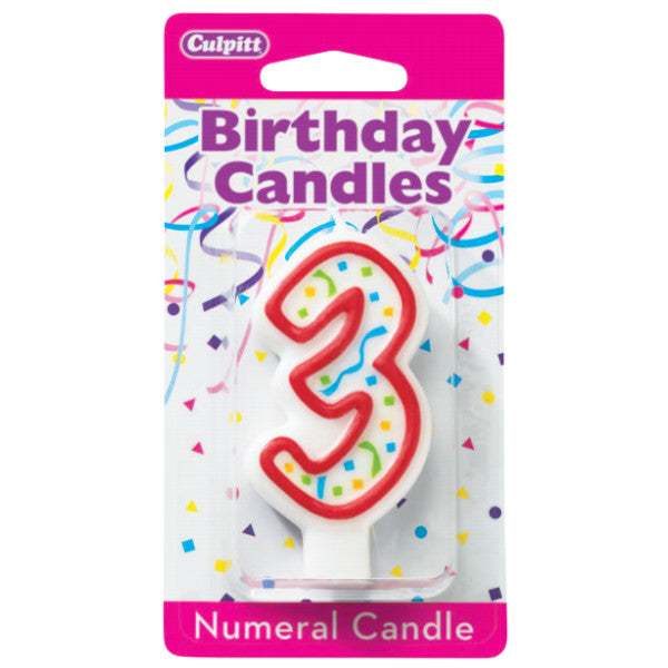 3 Party Red Numeral Candle For Sale