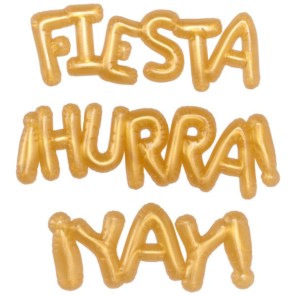 Fiesta Gold Balloon Words Mini Cupcake Layon Supply