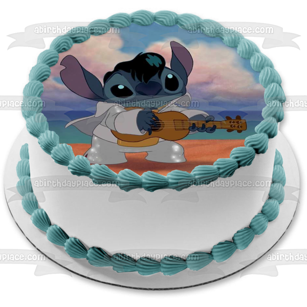 Lilo and Stitch Stitch Elvis Ukulele Edible Cake Topper Image ABPID52230 For Sale