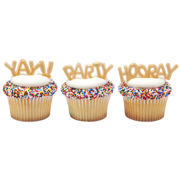 Gold Balloon Words Mini Cupcake Layon Sale