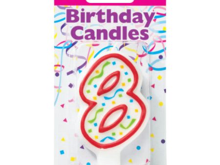 8 Party Red Numeral Candle Supply