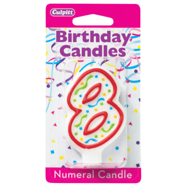 8 Party Red Numeral Candle Supply