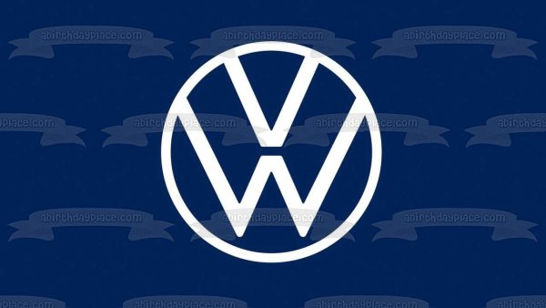 Volkswagen Logo VW Car Company White Blue Edible Cake Topper Image ABPID52194 For Sale