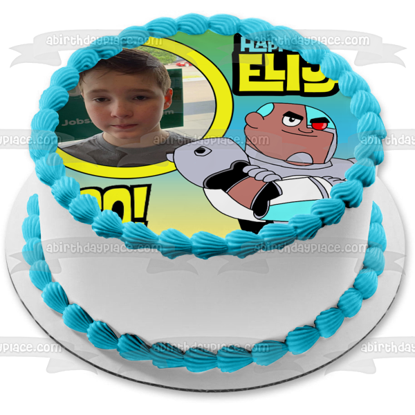 Teen Titans Go! Cyborg Add Your Own Photo Frame Personalizable Booyah! Victor Stone DC Comic Books Cartoon Edible Cake Topper Image Frame ABPID52237 Discount