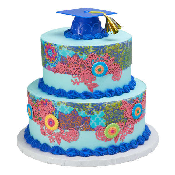 Blue Grad Cap with Tassels Layon For Cheap