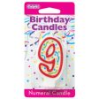 9 Party Red Numeral Candle For Sale