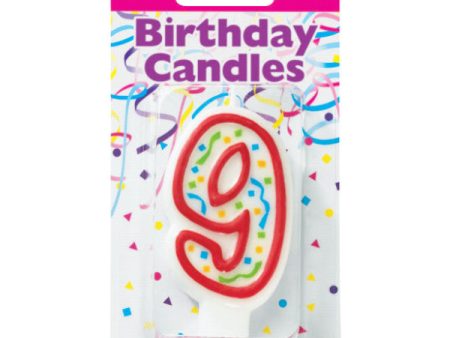 9 Party Red Numeral Candle For Sale