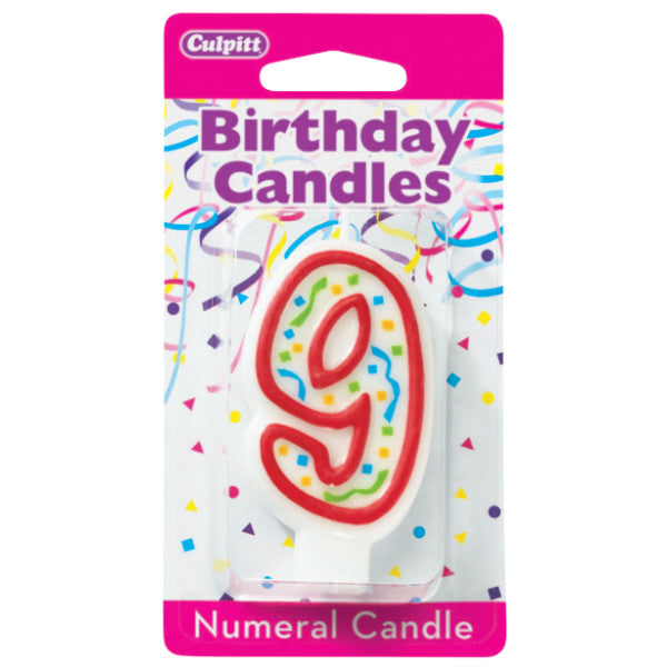 9 Party Red Numeral Candle For Sale