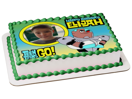 Teen Titans Go! Cyborg Add Your Own Photo Frame Personalizable Booyah! Victor Stone DC Comic Books Cartoon Edible Cake Topper Image Frame ABPID52237 Discount