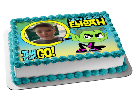 Teen Titans Go Happy Birthday Beast Boy Personalized Name and Picture Edible Cake Topper Image ABPID52232 Supply