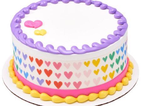 Bright Rainbow Hearts Edible Cake Topper Image Strips For Discount