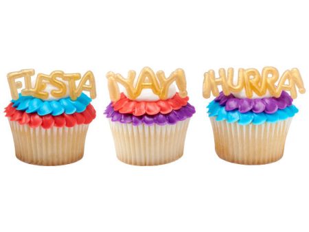 Fiesta Gold Balloon Words Mini Cupcake Layon Supply