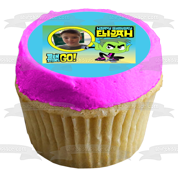 Teen Titans Go Happy Birthday Beast Boy Personalized Name and Picture Edible Cake Topper Image ABPID52232 Supply