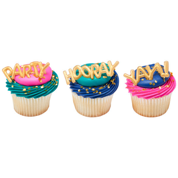 Gold Balloon Words Mini Cupcake Layon Sale