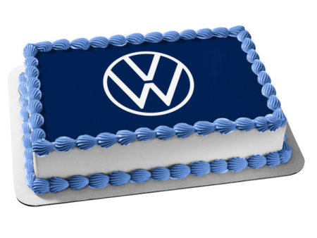 Volkswagen Logo VW Car Company White Blue Edible Cake Topper Image ABPID52194 For Sale