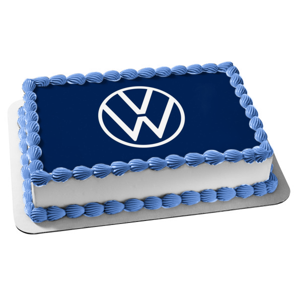 Volkswagen Logo VW Car Company White Blue Edible Cake Topper Image ABPID52194 For Sale