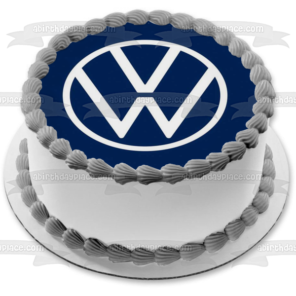 Volkswagen Logo VW Car Company White Blue Edible Cake Topper Image ABPID52194 For Sale