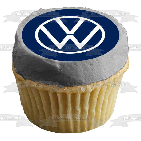 Volkswagen Logo VW Car Company White Blue Edible Cake Topper Image ABPID52194 For Sale