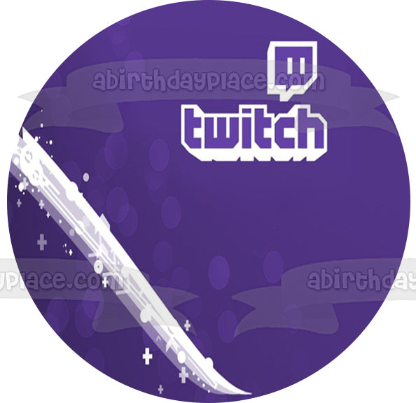 Twitch White Swoosh Logo Video Streaming Service Edible Cake Topper Image ABPID52250 For Discount