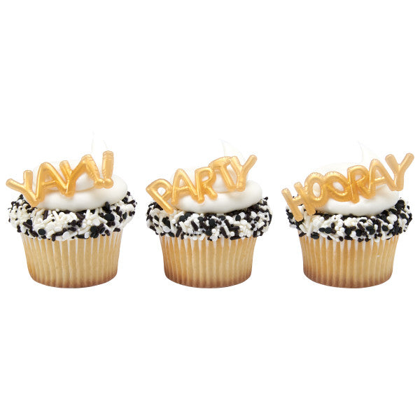 Gold Balloon Words Mini Cupcake Layon Sale