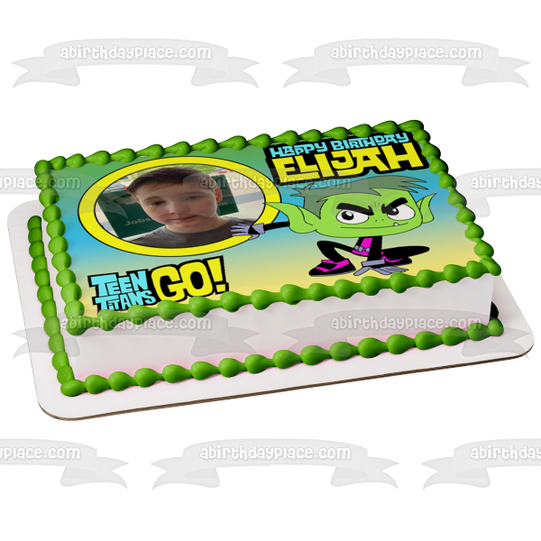 Teen Titans Go Happy Birthday Beast Boy Personalized Name and Picture Edible Cake Topper Image ABPID52232 Supply