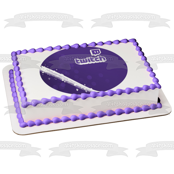 Twitch White Swoosh Logo Video Streaming Service Edible Cake Topper Image ABPID52250 For Discount